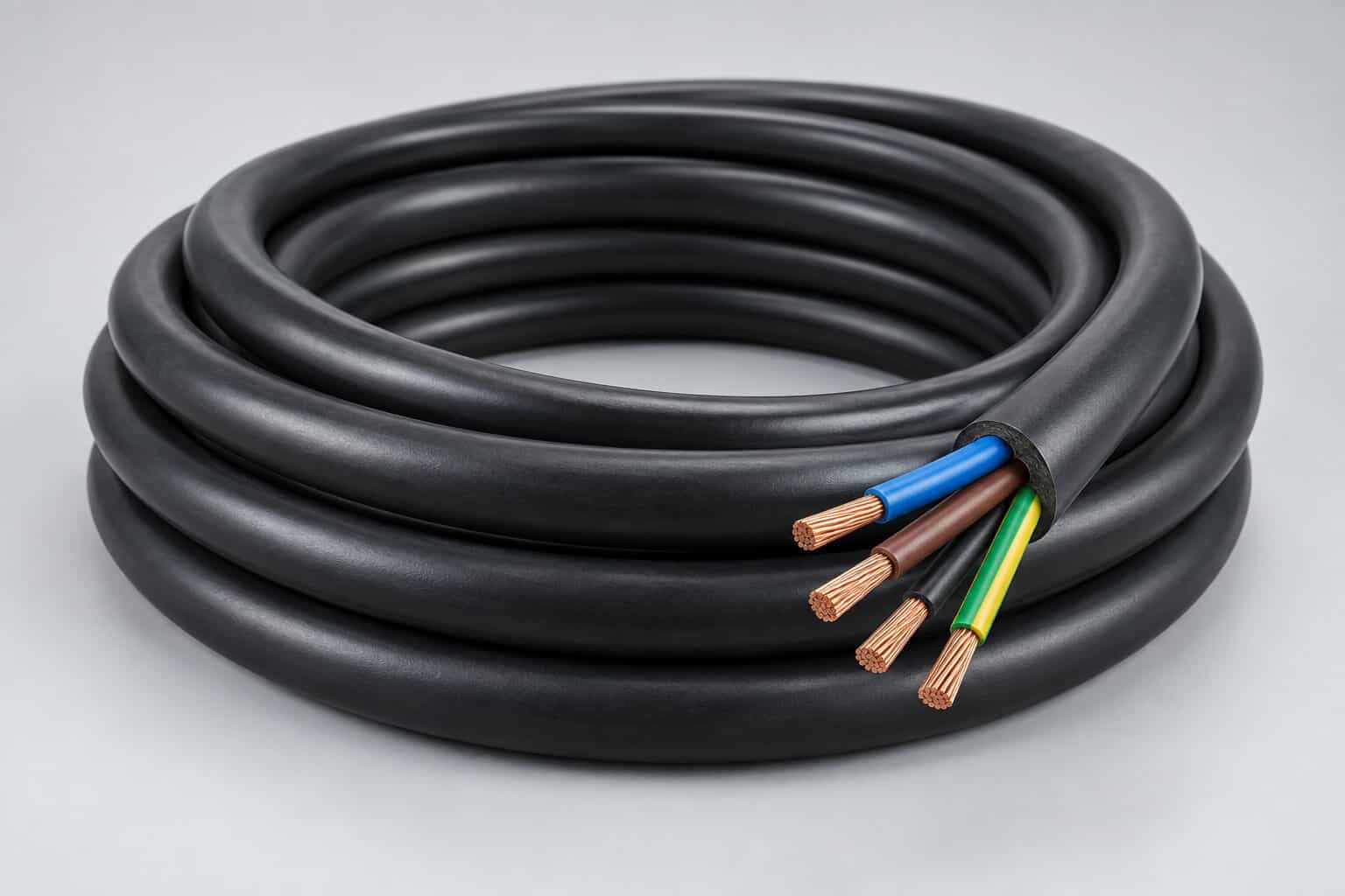Electric power cables prepared for installation on a construction site