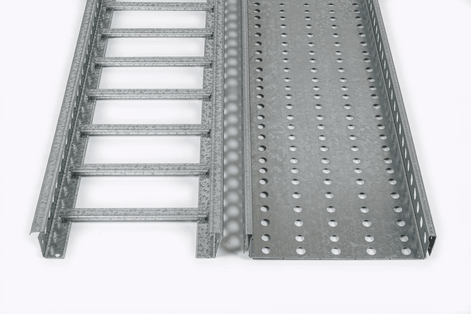 Ladder rungs compared with perforated cable tray bottom